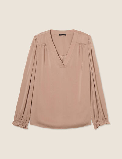 Blouse manches longues satin sable femme