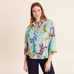 Chemise droite courte manches 3/4 vert femme