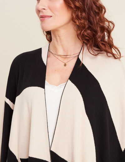Poncho réversible ecru femme