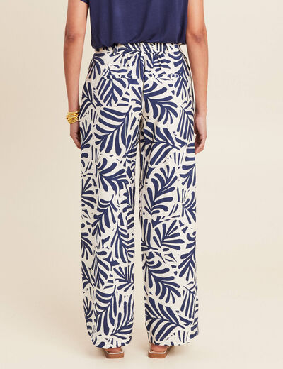 Pantalon flou taille haute blanc femme
