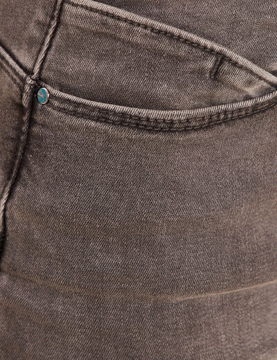 Jean ajusté taille standard 7/8ème gris femme