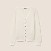 Gilet col v manches longues ecru femme