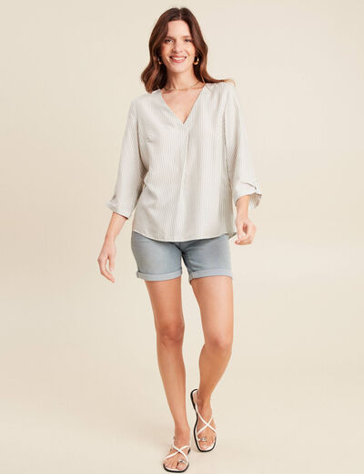 blouse fluide manches 3/4 vert femme