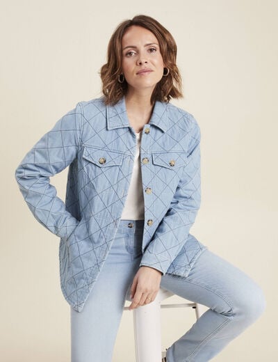 Surchemise manches longues denim double stone femme