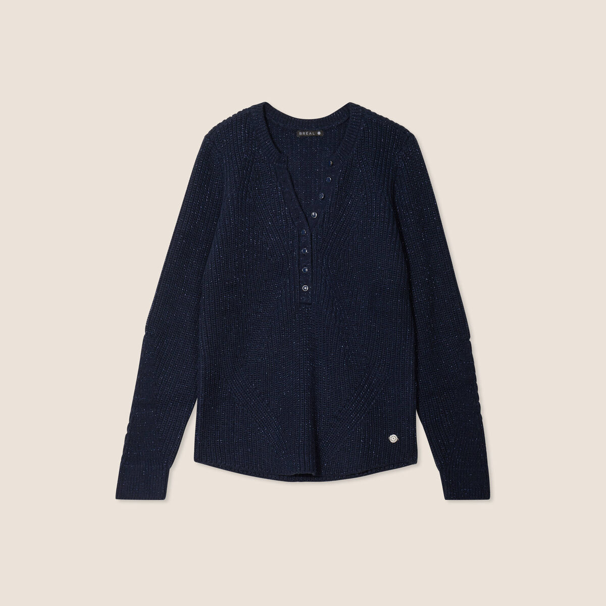 Pull manches longues bleu marine femme