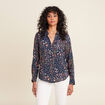 Chemise manches longues bleu marine femme