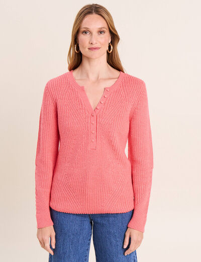 Pull manches longues rose framboise femme