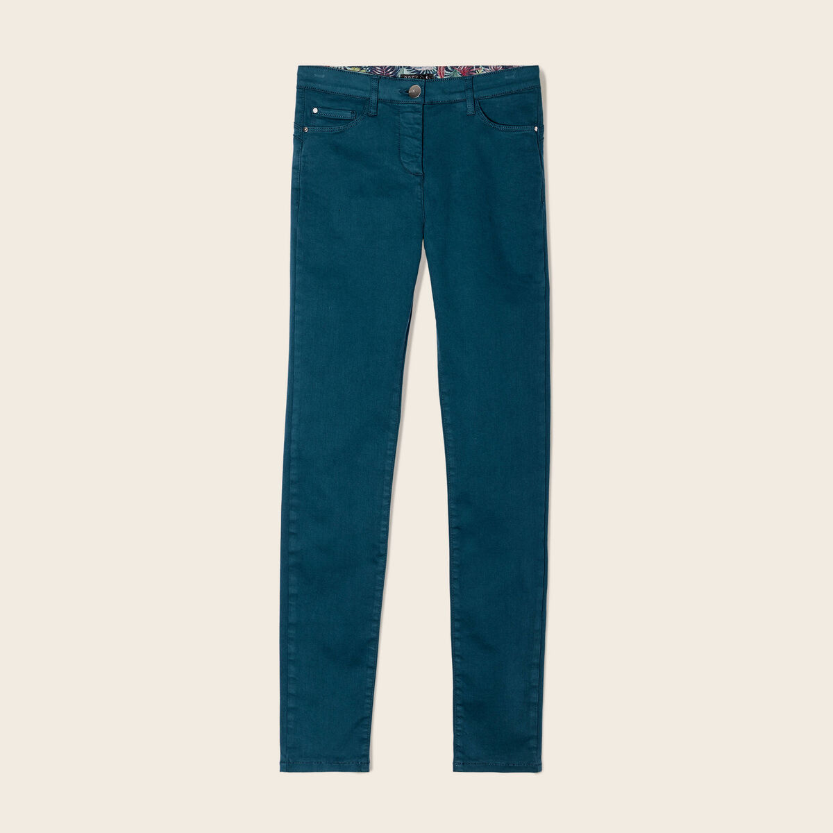Jean magique L'Unique coupe ajust&eacute;e bleu canard femme