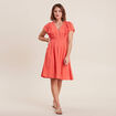 Robe droite fluide smockée orange clair femme