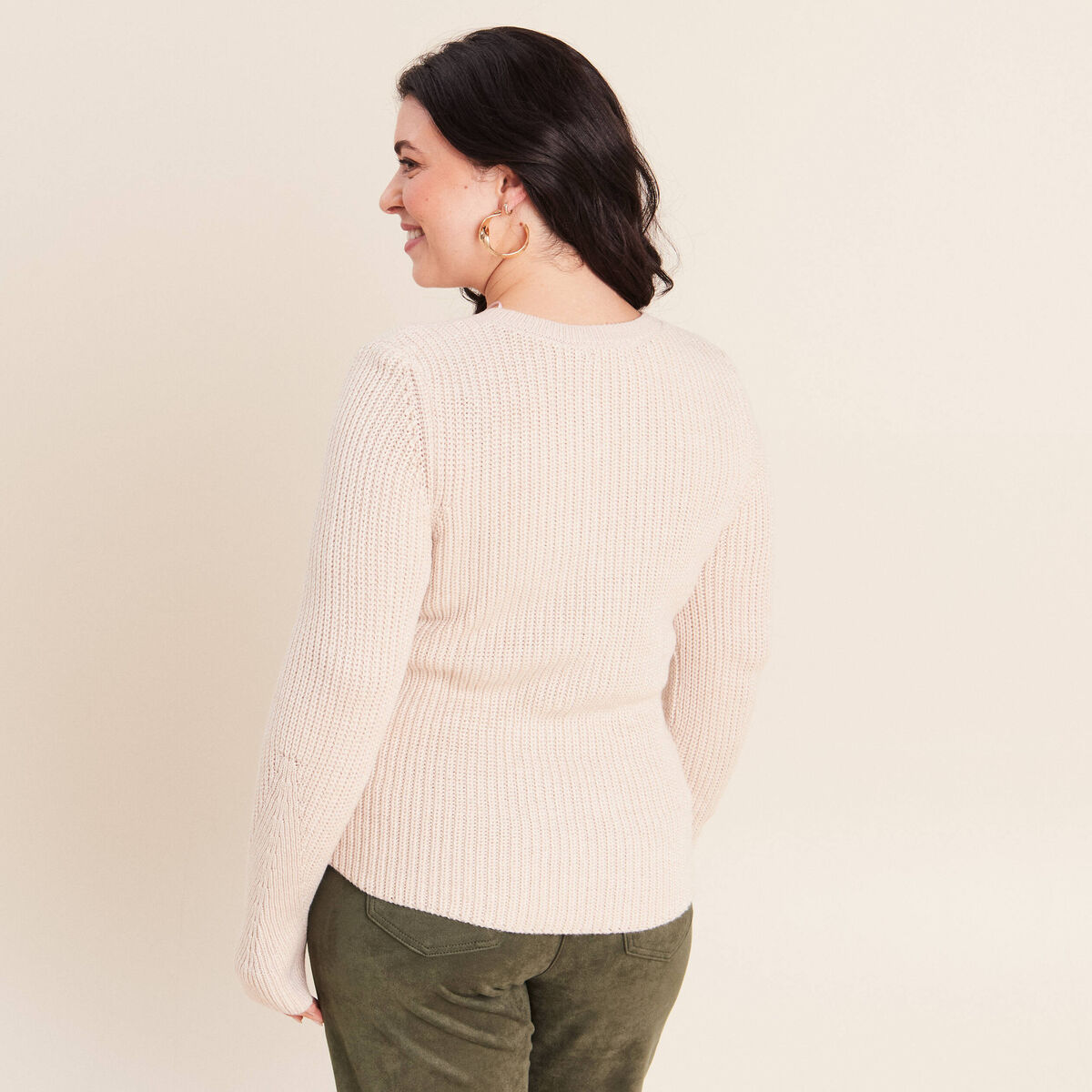 Pull manches longues creme femme