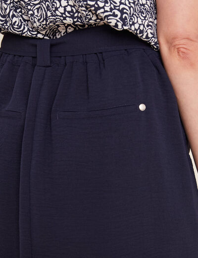 Jupe droite ceinturée bleu foncé femme