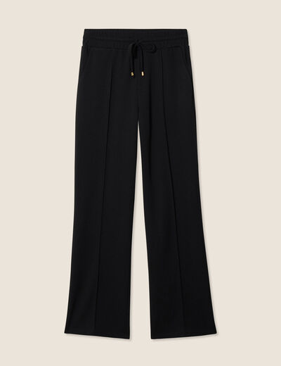 Pantalon droit taille haute noir femme