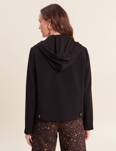 Veste manches longues capuche amovible noir femme