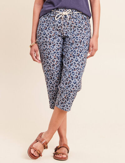Pantacourt r&eacute;versible boyfriend bleu femme