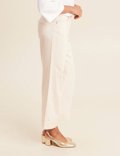Pantalon large 7/8ème ivoire femme