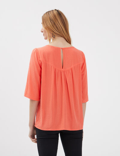 Blouse manches 3/4 orange clair femme