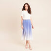 Jupe midi patineuse pliss&eacute;e bleu femme