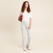 Pantalon droit taille haute blanc femme