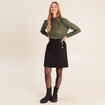 Jupe courte trap&egrave;ze aspect daim noir femme