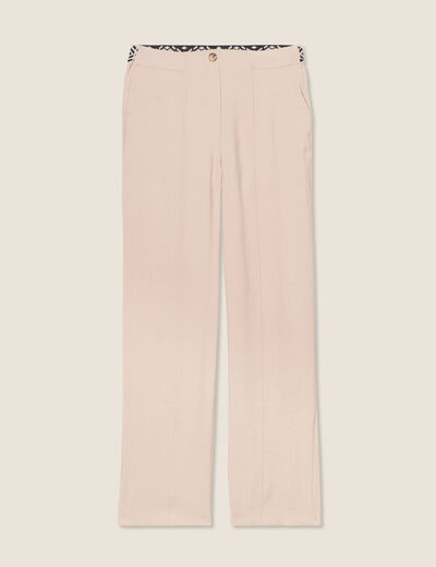 Pantalon large fluide beige femme