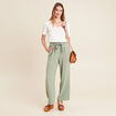 Pantalon flou droit 7/8ème vert clair femme