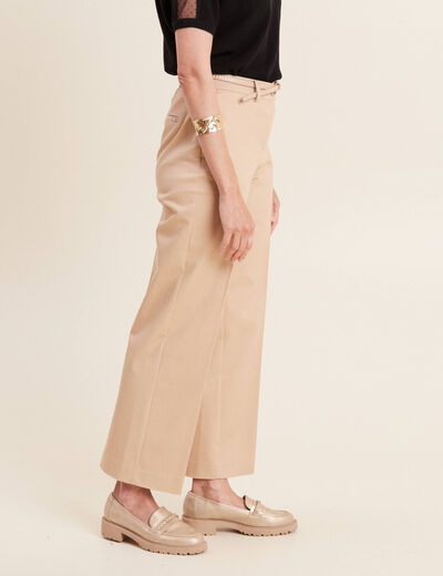 Pantalon flare 7/8ème beige femme