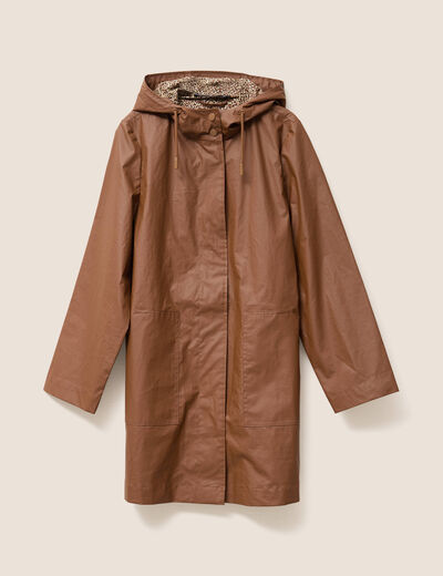 Parka à capuche marron foncé femme