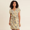 Robe droite fluide col en V vert femme