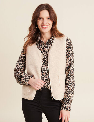 Gilet sans manches ecru femme