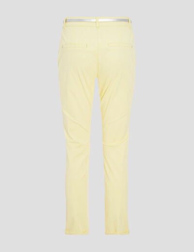 Pantalon chino droit jaune pastel femme