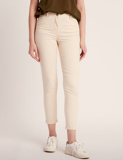 Pantalon ajusté ivoire femme