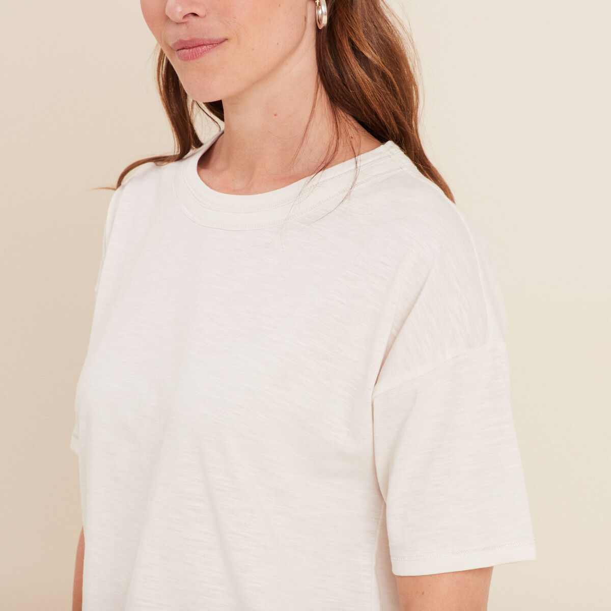 T-shirt manches courtes ecru femme