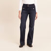 Jean coupe bootcut taille haute denim blue black femme