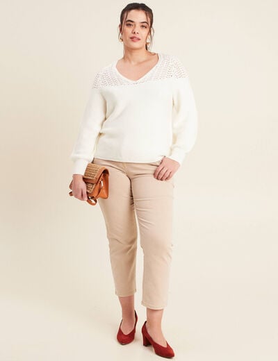 Pull confectionné en France ecru femme