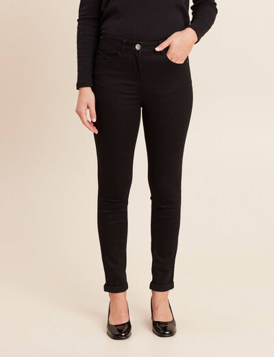 Jean coupe ajust&eacute;e 7/8&egrave;me noir femme