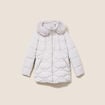 Doudoune d&eacute;perlante &agrave; capuche gris femme