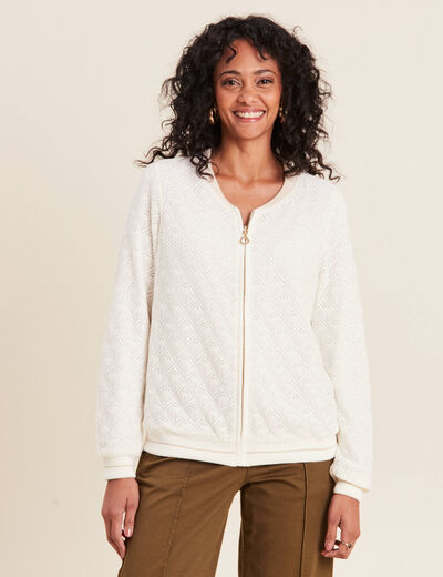 Gilet réversible ajouré ecru femme