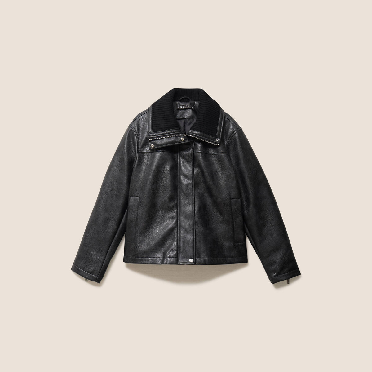 Veste ample col camionneur doubl&eacute;e noir femme