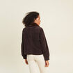 Blouson droit velours manches longues marron fonc&eacute; femme