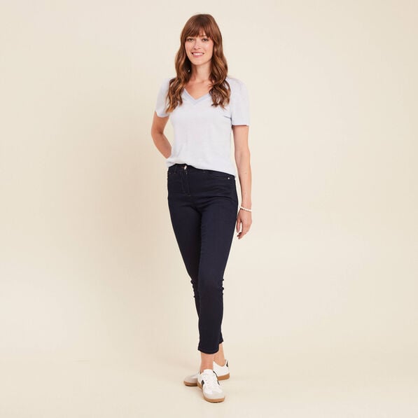 t shirt manches courtes col en v bleu clair femme T-shirt manches courtes col en V bleu clair femme