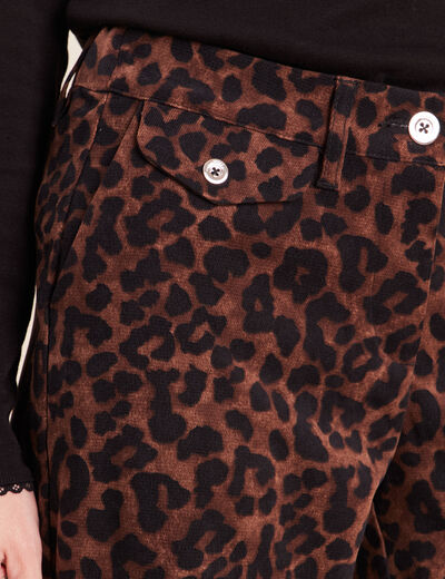 Pantalon taille haute marron femme
