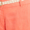 Pantalon coupe chino en lin ceintur&eacute; orange fluo femme