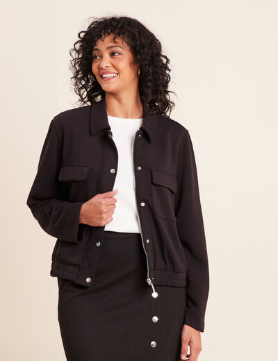 Veste bas resserr&eacute; manches longues noir femme