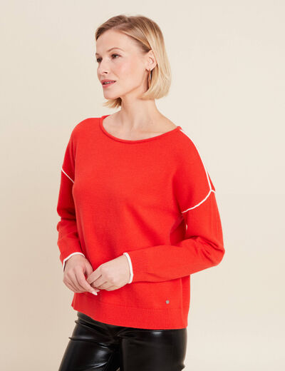 Pull manches longues orange foncé femme