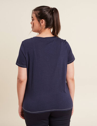 T-shirt manches courtes bleu marine femme