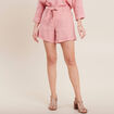 Short ajust&eacute; ceintur&eacute; vieux rose femme