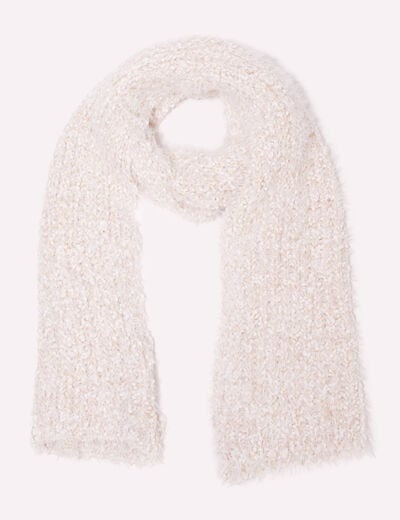 Lot bonnet et &eacute;charpe ecru femme