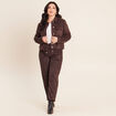Pantalon coupe mom 7/8&egrave;me marron fonc&eacute; femme