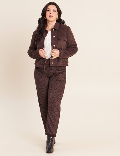 Pantalon coupe mom 7/8&egrave;me marron fonc&eacute; femme