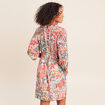 Robe courte &eacute;vas&eacute;e col v manches 3/4 multicolore femme
